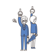 電車　イラスト　傘　迷惑