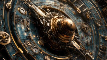 Fototapeta premium A detailed, intricate illustration of a celestial mechanical device. Celestial. Illustration