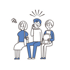 電車　イラスト　迷惑　座席