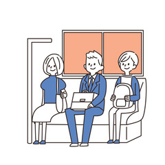 電車内　イラスト　座席