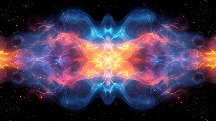 Abstract Cosmic Nebula with Glowing Waves and Stars