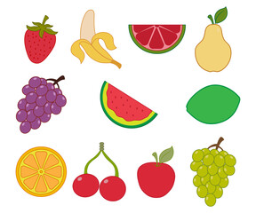 fresh tropical fruits vector hand drawn illustration