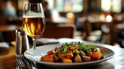 Glass of Beer with Roasted Vegetables