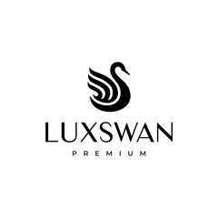 Luxury elegant beautiful swan logo design template.