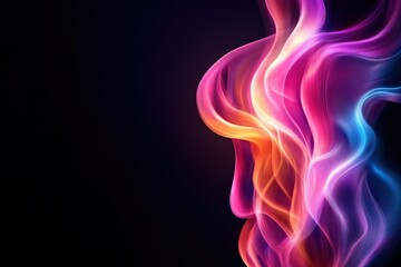 Obraz premium Abstract colorful smoke swirling against a dark background.