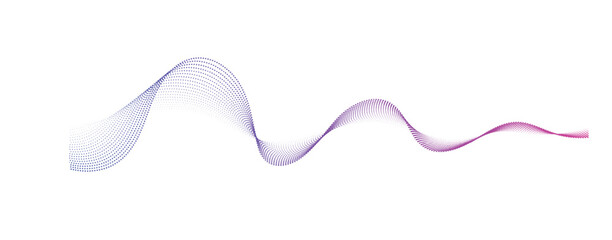 smooth flowing wave dots halftone lines dynamic blue purple pink gradient isolated on transparent background concept of technology, digital, communication, science, music vector illustration