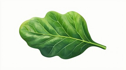 Obraz premium A single green leaf with a smooth texture, natural veins and a vibrant color