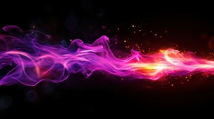 Fototapeta premium Colorful abstract smoke or flame wave on a black background.