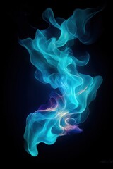 Colorful abstract smoke wave on a black background.
