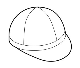 Jockey Cap Hat. Summer Head Fashion accessory clothing technical illustration. Vector headgear for Men, women, unisex style, flat template CAD mockup sketch outline isolated