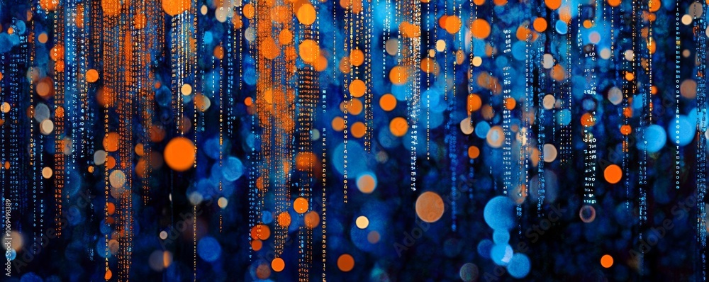 Poster Abstract digital network with glowing particles, futuristic background. Technology and innovation concept