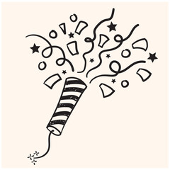 Confetti poppers With illustration style doodle