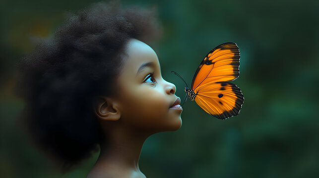 Child and Butterfly Illustration