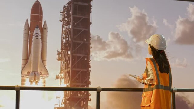 Engineer At Space Launch Complex Observing Space Shuttle Nasa Technology Future Space Exploration