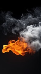 Dynamic flame and smoke composition on a black background.