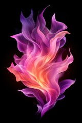Elegant abstract flame design in vibrant purple and pink hues on a black background.