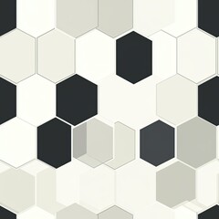 Abstract Geometric Pattern with Hexagons in Black, White, and Gray