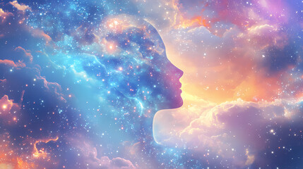 Abstract celestial meditation background with serene cosmic landscapes and spiritual motifs. Celestial. Illustration
