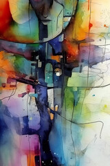 Obraz premium Colorful geometric lines abstract painting