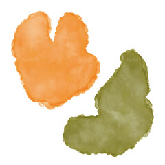 Orange Green Abstract Watercolor Shapes
