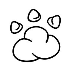 Cat or dog paw outline. Cute animal pets footprint. Black simple line foot trail print. Cartoon flat doodle hand drawn vector illustration isolated on white background 