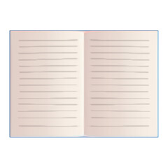 開いたノートの3Dイラスト(正面)