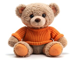 Obraz premium emotional plush bear cub with winter outfit isolated on white backdrop