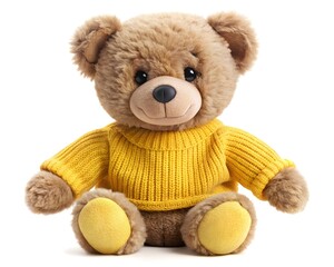 Obraz premium emotional plush bear cub in winter wear, isolated on clean white background