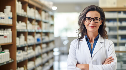 Professional Woman in a Modern Pharmacy
