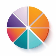 Minimalist 2D Infographic Pie Chart with 6 Colorful Segments on White Background