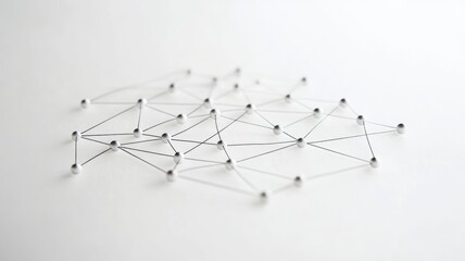 Fototapeta premium Abstract network of connected white spheres on surface