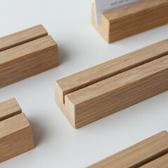 Wooden card stands: five card holders