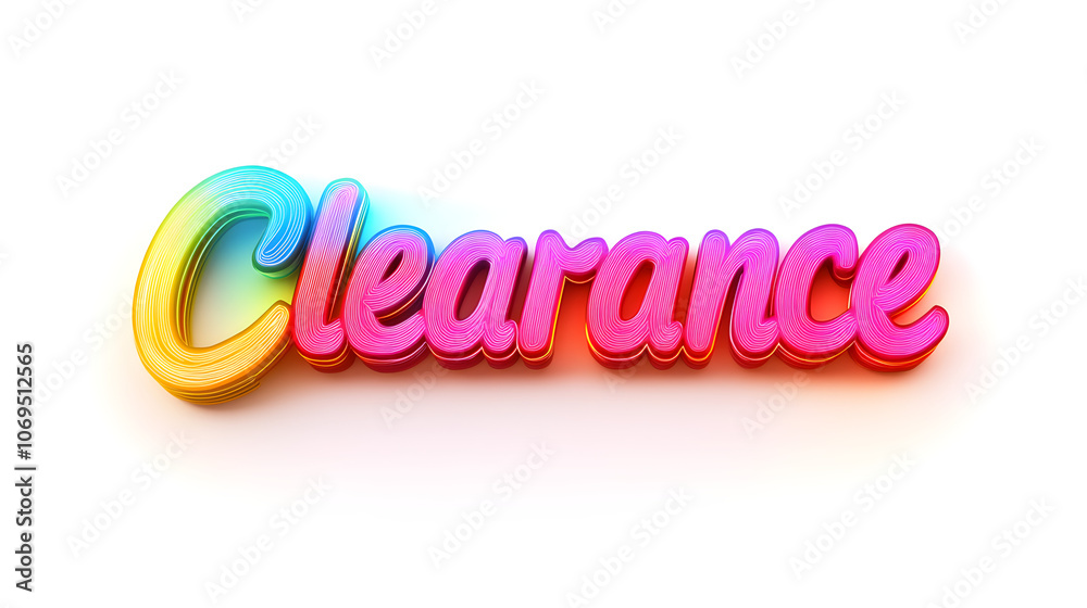 Fototapete 'clearance' in a retro-style font with subtle gradient or drop shadow