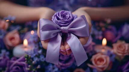 Obraz premium Purple Rose and Candles