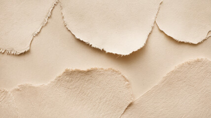 Fototapeta premium Textured beige leather strips arranged artistically, showcasing natural edges and soft surfaces, ideal for design and crafting projects.