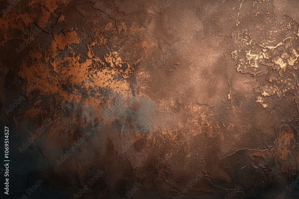 Poster dark brown textured wall with copy space and subtle spotlight effect