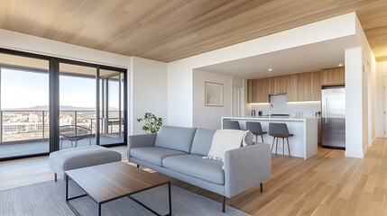 Fototapeta premium Discover modern living explore the elegance of a stylish open-concept apartment design