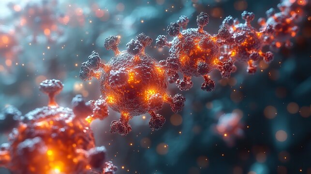 3D illustration of Adeno-Associated Virus (AAV), related to genetic engineering or medical research.