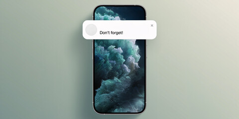 Smartphone "Don't Forget!" Notification Pop-Up with Minimalistic Background for Digital Reminders and Personal Organization

