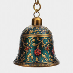 Decorative Bell with Floral Design on White Background