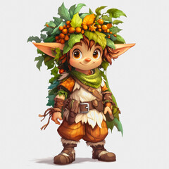 Fototapeta premium Festive Elf Character on White Background