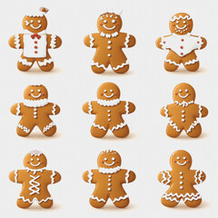 Charming Gingerbread Cookies on a White Background