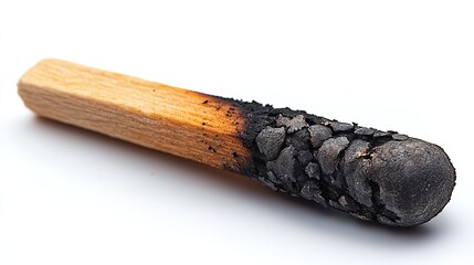 A burnt-out matchstick symbolizing emotional burnout, isolated on a white background.