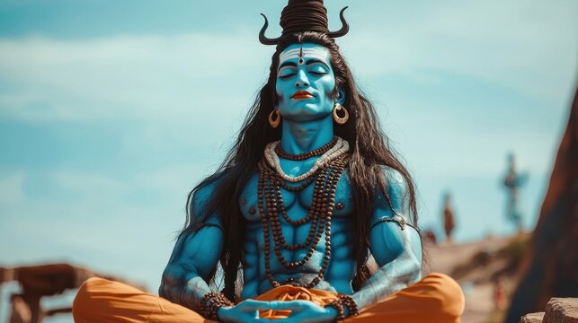 Great yogi and ascetic: Shiva, Lord of Meditation, representing his profound mastery over spiritual practices, his pivotal role in guiding universe through transformation, enlightenment.