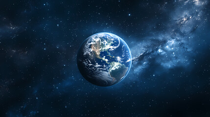 Obraz premium Planet earth seen floating in the vastness of space, earth, space, planet, blue, atmosphere, galaxy, universe, celestial. Celestial. Illustration
