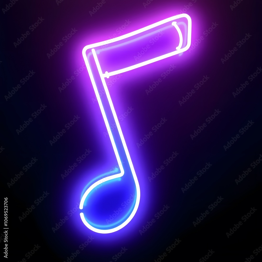 Poster vibrant 3d music note neon light animation background video effects ideal for creative projects and 