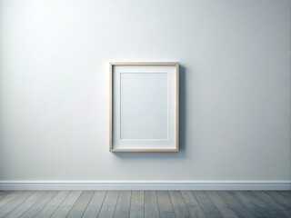 Blank Frame on White Wall - Documentary Style AI Photography, Minimalist, Fine Art