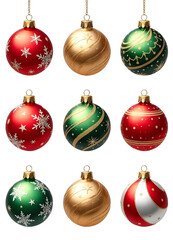 Holiday Season Ornaments - Green and Red Christmas Balls PNG