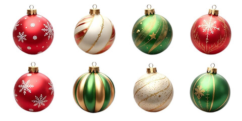 Holiday Season Ornaments - Green and Red Christmas Balls PNG