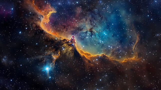 Stunning view of the gecko nebula (lbn in lacerta - a detailed astrophotography. Celestial. Illustration